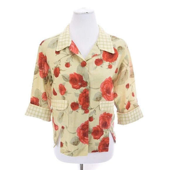 My Boyfriend's Back Sz S Rose Floral Print Button Up Shirt Top Jacket Womens Vtg - Picture 1 of 11
